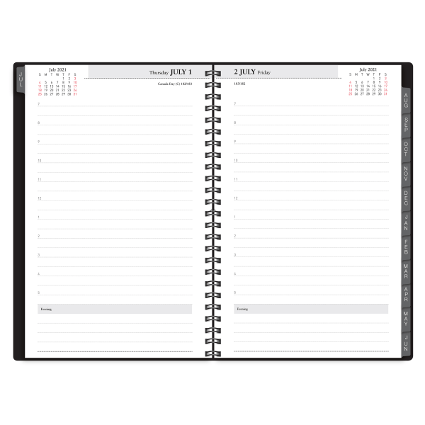 slide 2 of 4, Office Depot Brand 14-Month Daily Academic Planner, 5'' X 8'', 30% Recycled, Black, July 2021 To August 2022, Odus2033-012, 1 ct