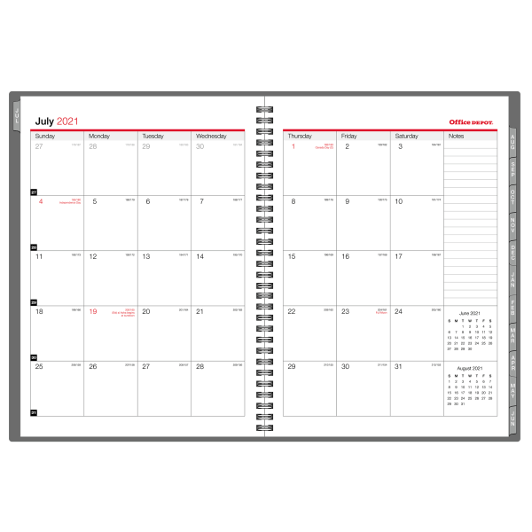 slide 2 of 4, Office Depot Brand Weekly/Monthly Academic Planner, 8-1/2'' X 11'', 30% Recycled, Gray, July 2021 To June 2022, 1 ct