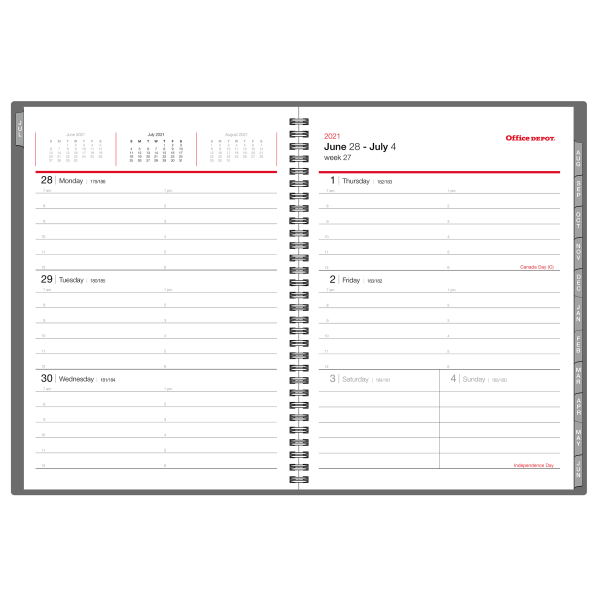 slide 3 of 4, Office Depot Brand Weekly/Monthly Academic Planner, 8-1/2'' X 11'', 30% Recycled, Gray, July 2021 To June 2022, 1 ct