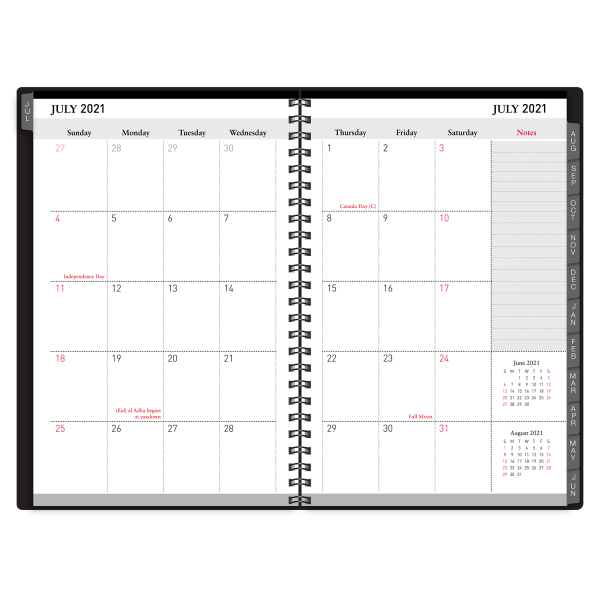 slide 2 of 4, Office Depot Brand Weekly/Monthly Academic Planner, 5'' X 8'', 30% Recycled, Black, July 2021 To August 2022, 1 ct