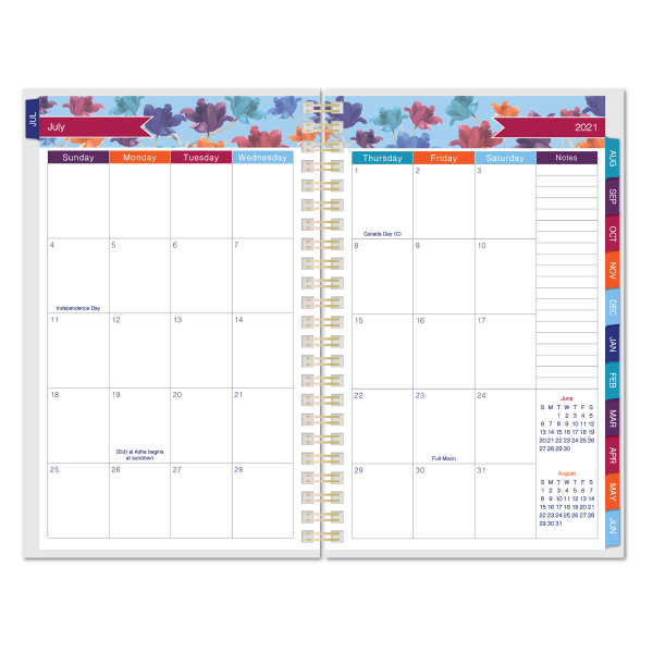 slide 3 of 3, Office Depot Brand Fashion Weekly/Monthly Academic Planner, 5'' X 8'', Floral, July 2021 To June 2022, Odus2033-033, 1 ct