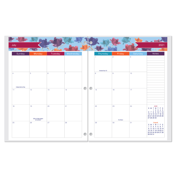 slide 3 of 3, Office Depot Brand Fashion Monthly Academic Planner, 8-1/4'' X 10-3/4'', Floral, July 2021 To June 2022, Odus2033-032, 1 ct