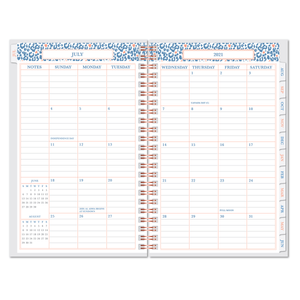 slide 2 of 3, Office Depot Brand Fashion Weekly/Monthly Academic Planner, 5'' X 8'', Cheetah Love, July 2021 To June 2022, Odus2033-028, 1 ct