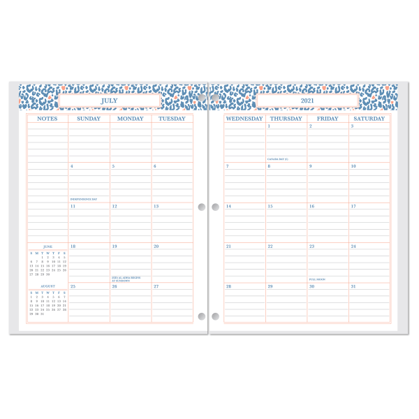 slide 3 of 3, Office Depot Brand Fashion Monthly Academic Planner, 8-1/4'' X 10-3/4'', Cheetah Love, July 2021 To June 2022, Odus2033-027, 1 ct