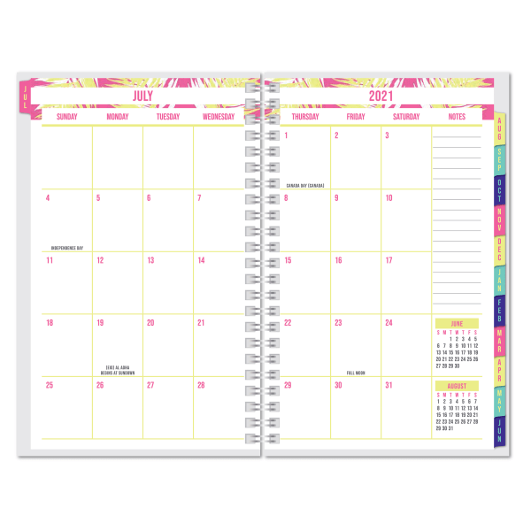 slide 2 of 3, Office Depot Brand Fashion Weekly/Monthly Academic Planner, 5'' X 8'', Tropical Techtopia, July 2021 To June 2022, Dx200580-006, 1 ct