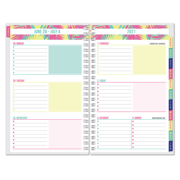 slide 3 of 3, Office Depot Brand Fashion Weekly/Monthly Academic Planner, 5'' X 8'', Tropical Techtopia, July 2021 To June 2022, Dx200580-006, 1 ct