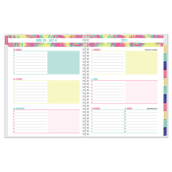 slide 2 of 3, Office Depot Brand Fashion Weekly/Monthly Academic Planner, 8-1/2'' X 11'', Tropical Techtopia, July 2021 To June 2022, Dx200580-008, 1 ct