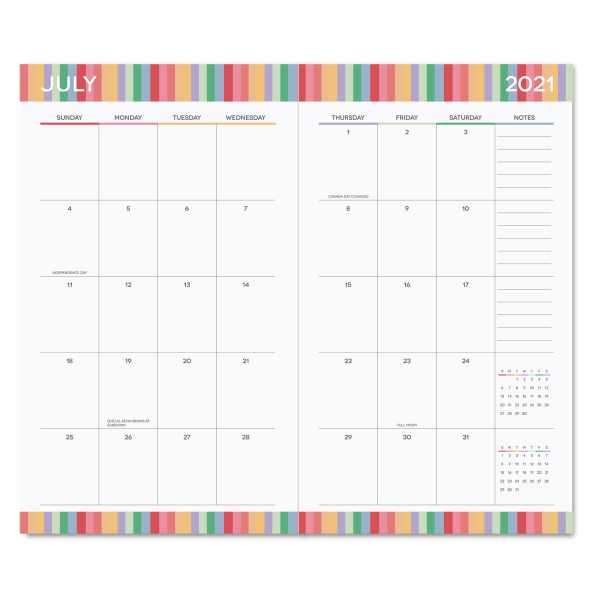 slide 3 of 3, Office Depot Brand Fashion Monthly Academic Planner, 3-1/2'' X 6'', Happy Hippie, July 2021 To June 2022, Dx200580-009, 1 ct