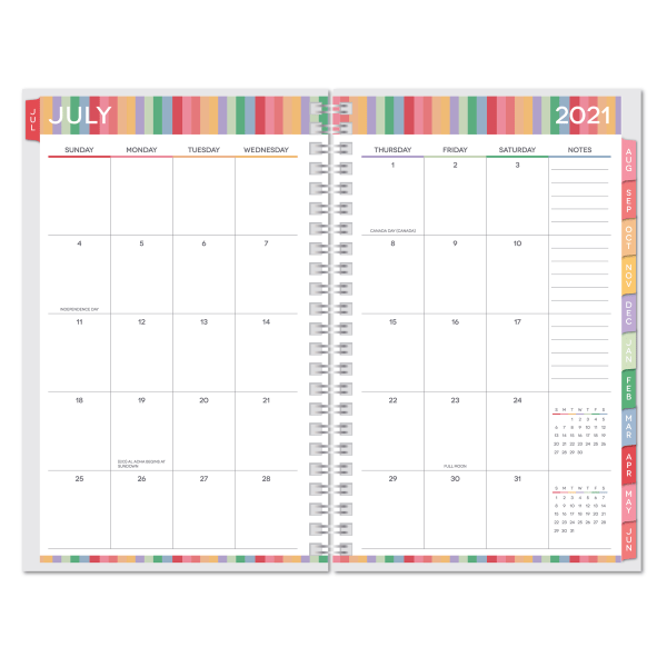 slide 2 of 3, Office Depot Brand Fashion Weekly/Monthly Academic Planner, 5'' X 8'', Happy Hippie, July 2021 To June 2022, Dx200580-010, 1 ct