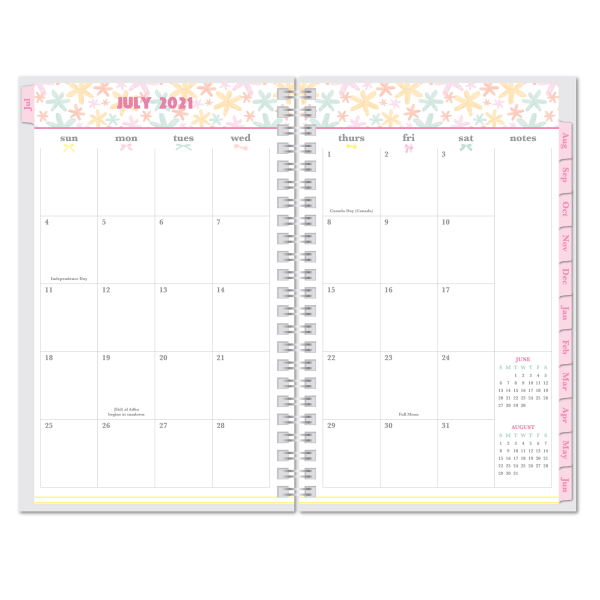 slide 2 of 3, Office Depot Brand Fashion Weekly/Monthly Academic Planner, 5'' X 8'', Charlottes Bows, July 2021 To June 2022, Dx200565-011, 1 ct