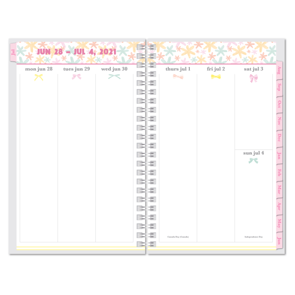 slide 3 of 3, Office Depot Brand Fashion Weekly/Monthly Academic Planner, 5'' X 8'', Charlottes Bows, July 2021 To June 2022, Dx200565-011, 1 ct