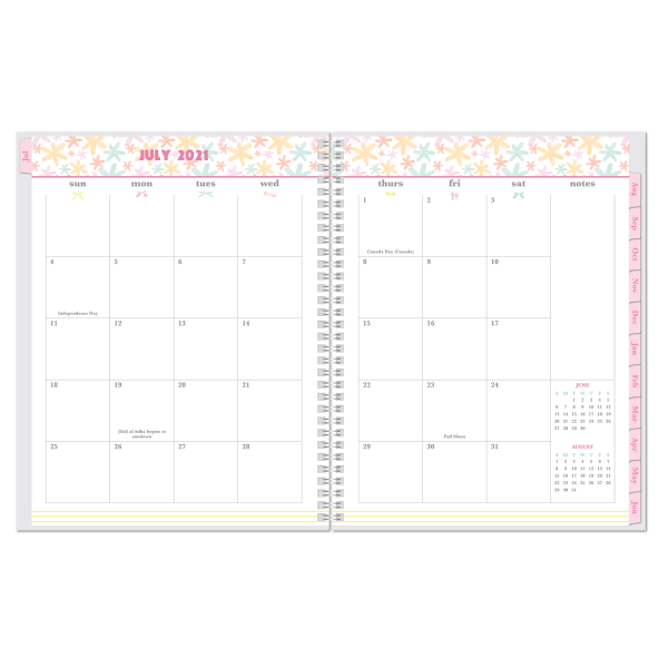 slide 2 of 3, Office Depot Brand Fashion Weekly/Monthly Academic Planner, 8-1/2'' X 11'', Charlottes Bows, July 2021 To June 2022, Dx200565-013, 1 ct