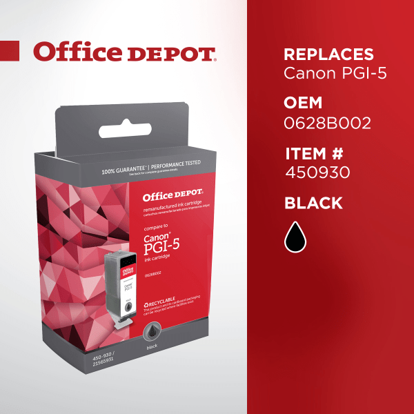 slide 4 of 5, Office Depot Brand Od05K (Canon Pgi-5 Bk) Remanufactured Black Ink Cartridge, 1 ct