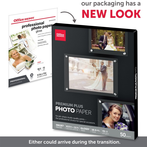 slide 3 of 6, Office Depot Professional Photo Paper, Glossy, Letter Size, 50 ct; 8 1/2 in x 11 in