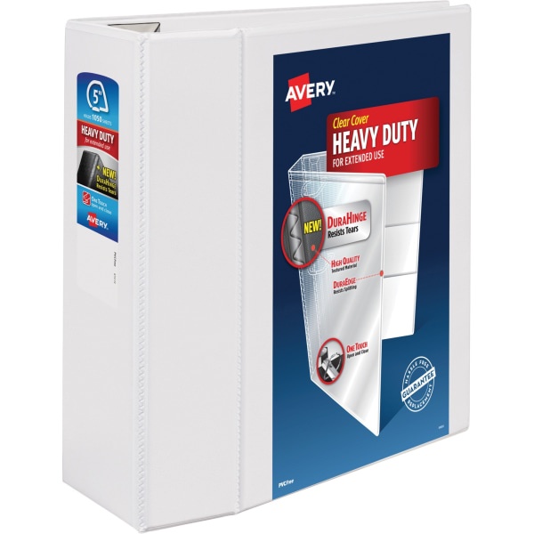 slide 10 of 10, Office Depot Brand Heavy-Duty View 3-Ring Binder, 5'' D-Rings, White, 5 in