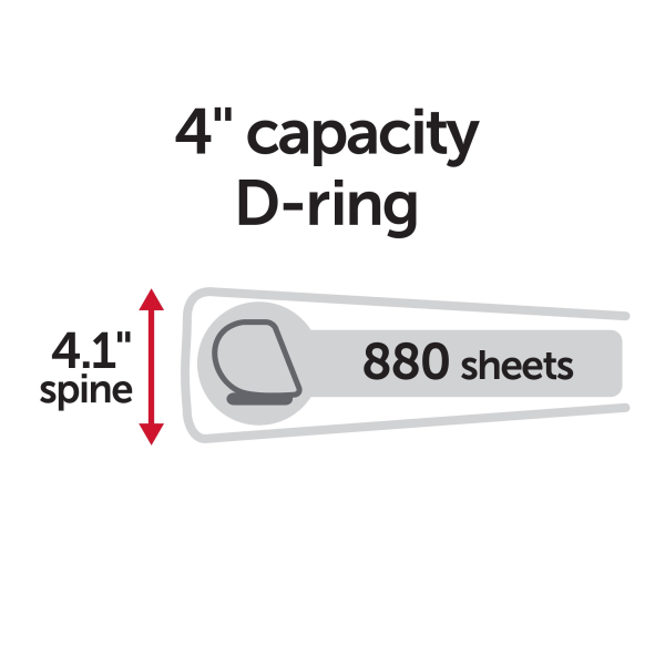slide 3 of 7, Office Depot Brand Heavy-Duty View 3-Ring Binder, 4'' D-Rings, White, 4 in