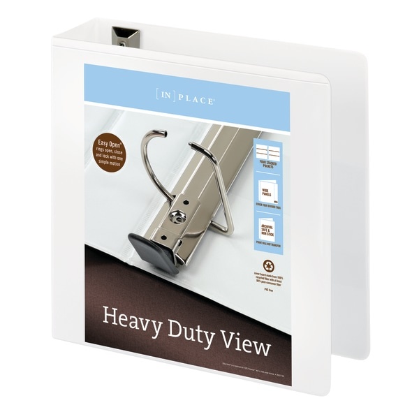 slide 2 of 5, Office Depot Brand Heavy-Duty View 3-Ring Binder, 3'' D-Rings, White, 3 in