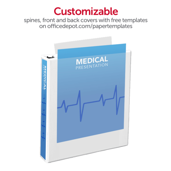 slide 6 of 8, Office Depot [In]Place Heavy-Duty View 3-Ring Binder, 1 1/2'' D-Rings, Red, 1 ct