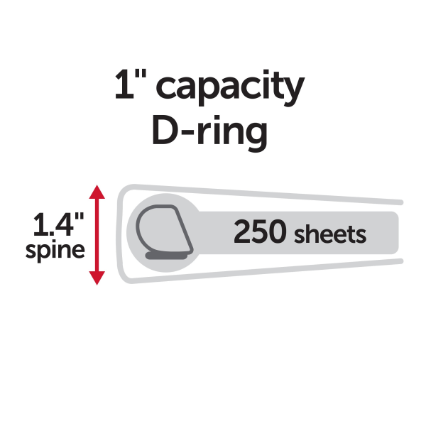 slide 3 of 8, Office Depot Brand Heavy-Duty View 3-Ring Binder, 1'' D-Rings, Red, 1 in