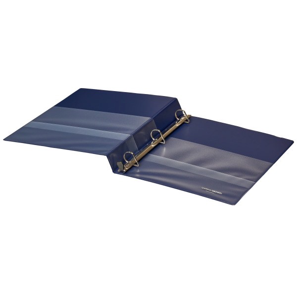 slide 5 of 8, Office Depot [In]Place Heavy-Duty View 3-Ring Binder, 1'' D-Rings, 100% Recycled, Navy, 1 in