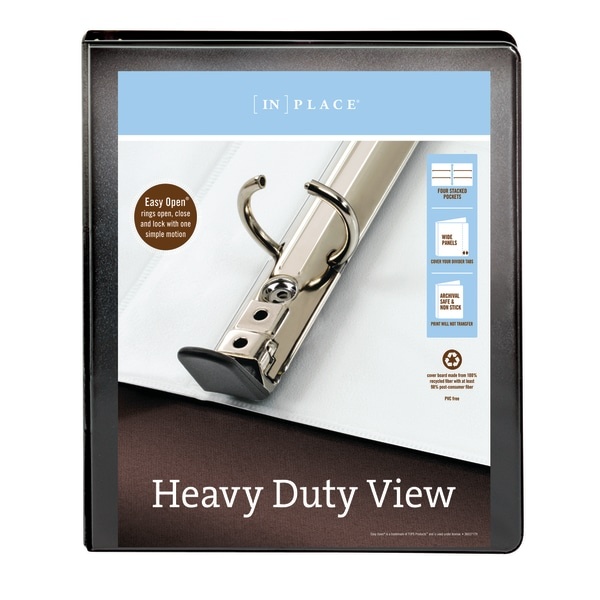 slide 2 of 5, Office Depot Brand Heavy-Duty View 3-Ring Binder, 1/2'' Round Rings, Black, 1 ct