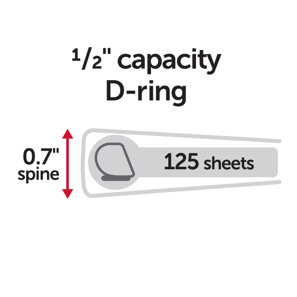 slide 8 of 8, Office Depot Brand Heavy-Duty View 3-Ring Binder, 1/2'' Round Rings, White, 1 ct