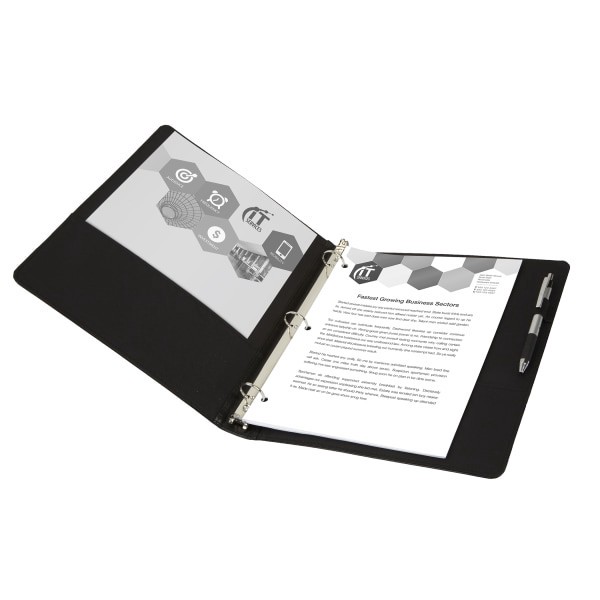 slide 2 of 3, Office Depot Brand Premium Leatherette 1'' Presentation View Binder, Black, 1 ct