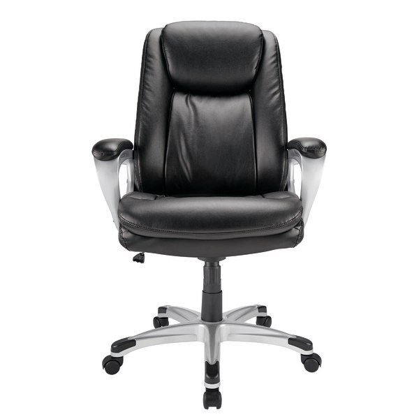 slide 2 of 6, Realspace Treswell Bonded Leather High-Back Executive Chair, Black/Silver, 1 ct