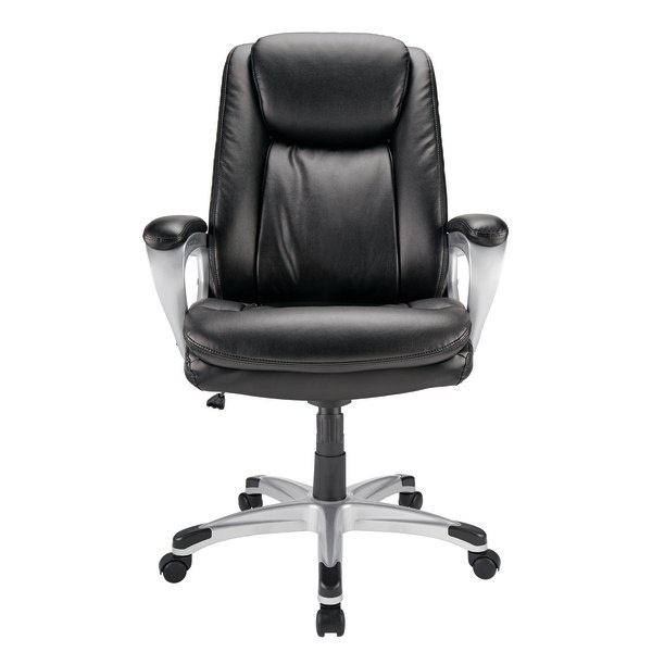 slide 5 of 6, Realspace Treswell Bonded Leather High-Back Executive Chair, Black/Silver, 1 ct