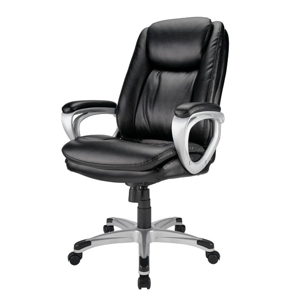 slide 6 of 6, Realspace Treswell Bonded Leather High-Back Executive Chair, Black/Silver, 1 ct