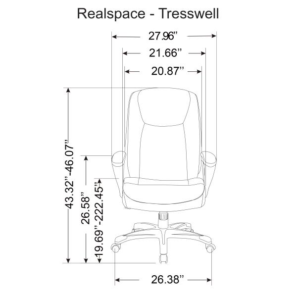slide 5 of 6, Realspace Treswell Bonded Leather High-Back Executive Chair, Black/Silver, 1 ct