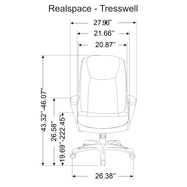 slide 2 of 6, Realspace Treswell Bonded Leather High-Back Executive Chair, Black/Silver, 1 ct