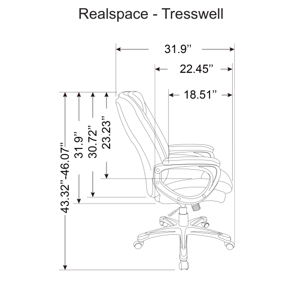 slide 3 of 6, Realspace Treswell Bonded Leather High-Back Executive Chair, Black/Silver, 1 ct