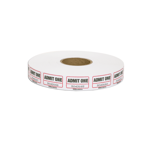 slide 9 of 10, Office Depot Brand Ticket Roll, Single Coupon, Assorted, Roll Of 2,000, No Color Choice, 1 ct