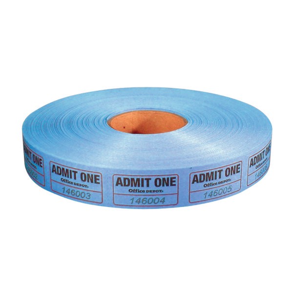 slide 8 of 10, Office Depot Brand Ticket Roll, Single Coupon, Assorted, Roll Of 2,000, No Color Choice, 1 ct