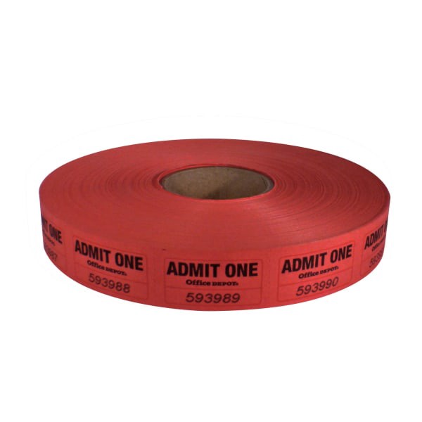 slide 5 of 10, Office Depot Brand Ticket Roll, Single Coupon, Assorted, Roll Of 2,000, No Color Choice, 1 ct