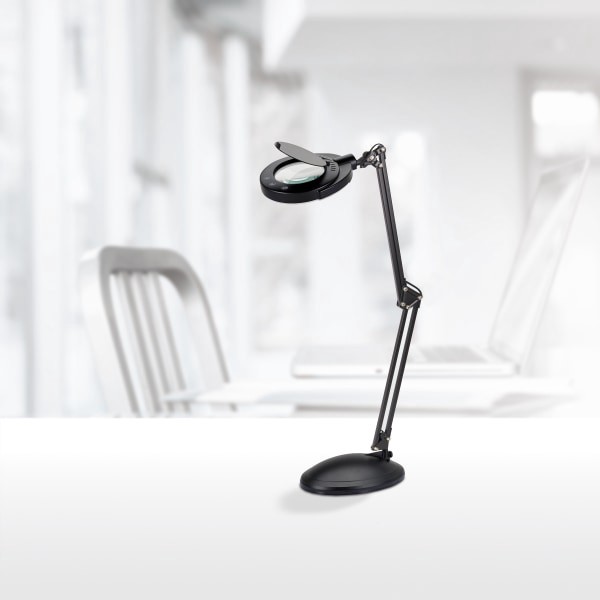 slide 5 of 6, Realspace Bretino Led Magnifier Desk Lamp With Mounting Clamp, 20-1/2''H, Black, 1 ct