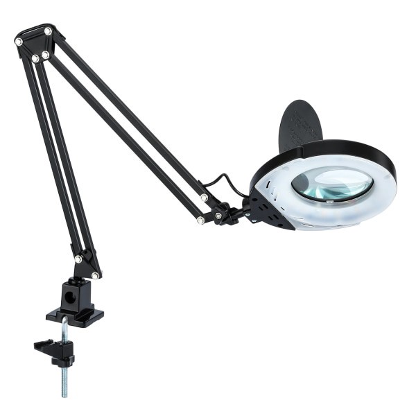 slide 6 of 6, Realspace Bretino Led Magnifier Desk Lamp With Mounting Clamp, 20-1/2''H, Black, 1 ct
