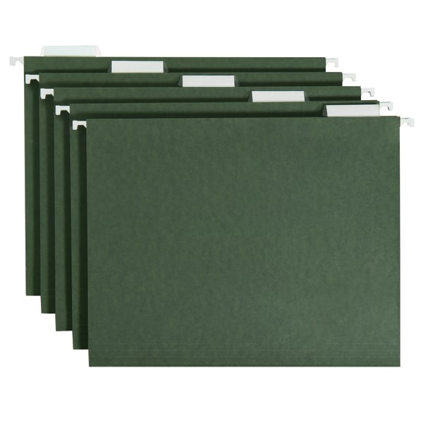 slide 2 of 2, Smead Office Depot Brand Hanging Folders, 1/5 Cut, Letter Size, 100% Recycled, Green, Pack Of 50, 50 ct