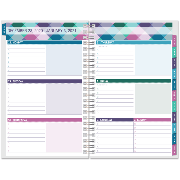 slide 3 of 3, Office Depot Brand Weekly/Monthly Planner, 5'' X 8'', Buffalo Check, January To December 2021, 1 ct