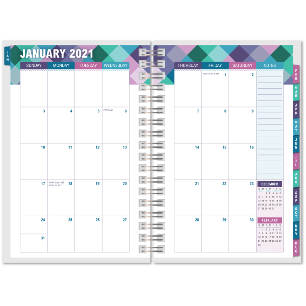 slide 2 of 3, Office Depot Brand Weekly/Monthly Planner, 4'' X 6'', Buffalo Check, January To December 2021, 4 in