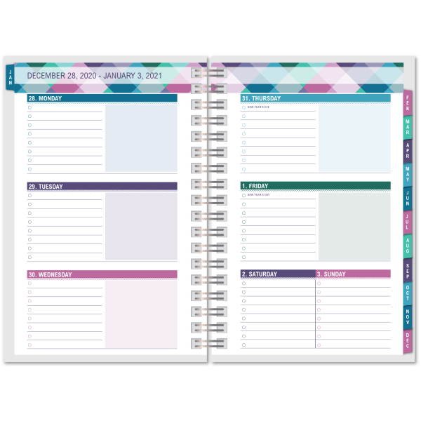 slide 3 of 3, Office Depot Brand Weekly/Monthly Planner, 4'' X 6'', Buffalo Check, January To December 2021, 4 in