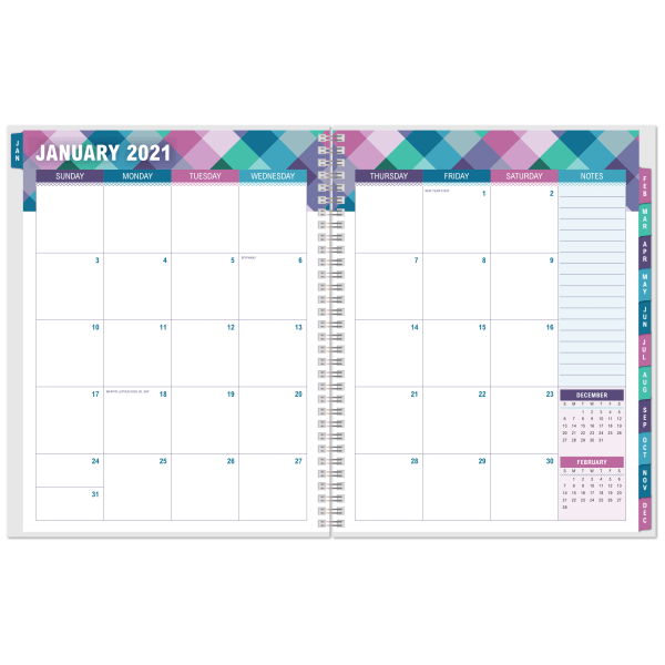 slide 2 of 3, Office Depot Brand Weekly/Monthly Planner, 8-1/2'' X 11'', Buffalo Check, January To December 2021, 1 ct