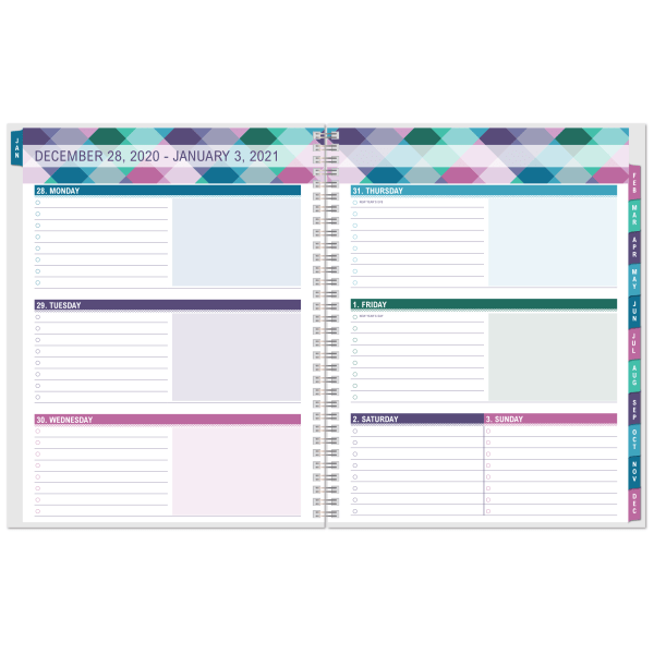 slide 3 of 3, Office Depot Brand Weekly/Monthly Planner, 8-1/2'' X 11'', Buffalo Check, January To December 2021, 1 ct