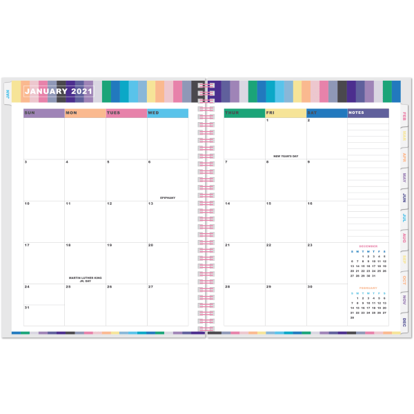 slide 3 of 3, Office Depot Brand Weekly/Monthly Planner, 8-1/2'' X 11'', Neon Geo, January To December 2021, 1 ct