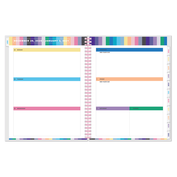 slide 3 of 3, Office Depot Brand Weekly/Monthly Planner, 8-1/2'' X 11'', Neon Geo, January To December 2021, 1 ct