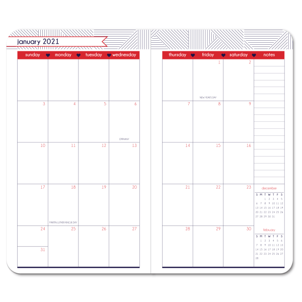 slide 3 of 3, Office Depot Brand Monthly Planner, 3-1/2'' X 6'', Love, January To December 2021, 1 ct