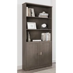 Realspace® Magellan 72""H 5-Shelf Contemporary Bookcase With Doors, Gray/Medium Finish