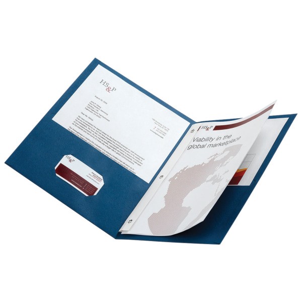 slide 2 of 3, Office Depot Brand 2-Pocket Textured Paper Folders With Prongs, Dark Blue, Pack Of 10, 10 ct