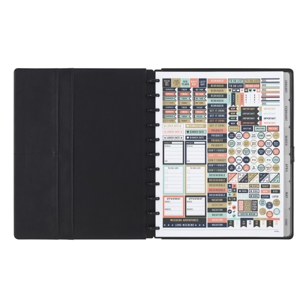 slide 3 of 4, TUL Discbound Monthly Planner Starter Set, Letter Size, Black Leather, January To December 2021, 1 ct